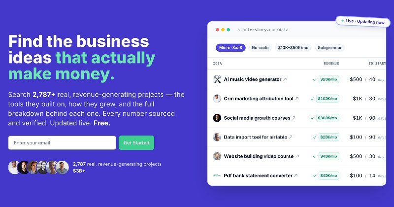 Starter Story — The Researched Database of Real, Profitable Businesses
