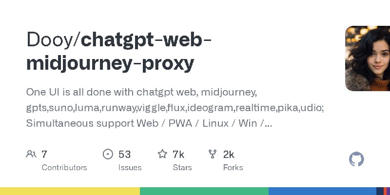 GitHub - Dooy/chatgpt-web-midjourney-proxy: One UI is all done with chatgpt web, midjourney, gpts,suno,luma,runway,viggle,flux…