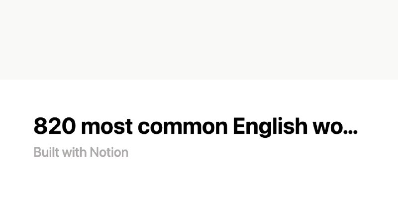 820 most common English words | Notion